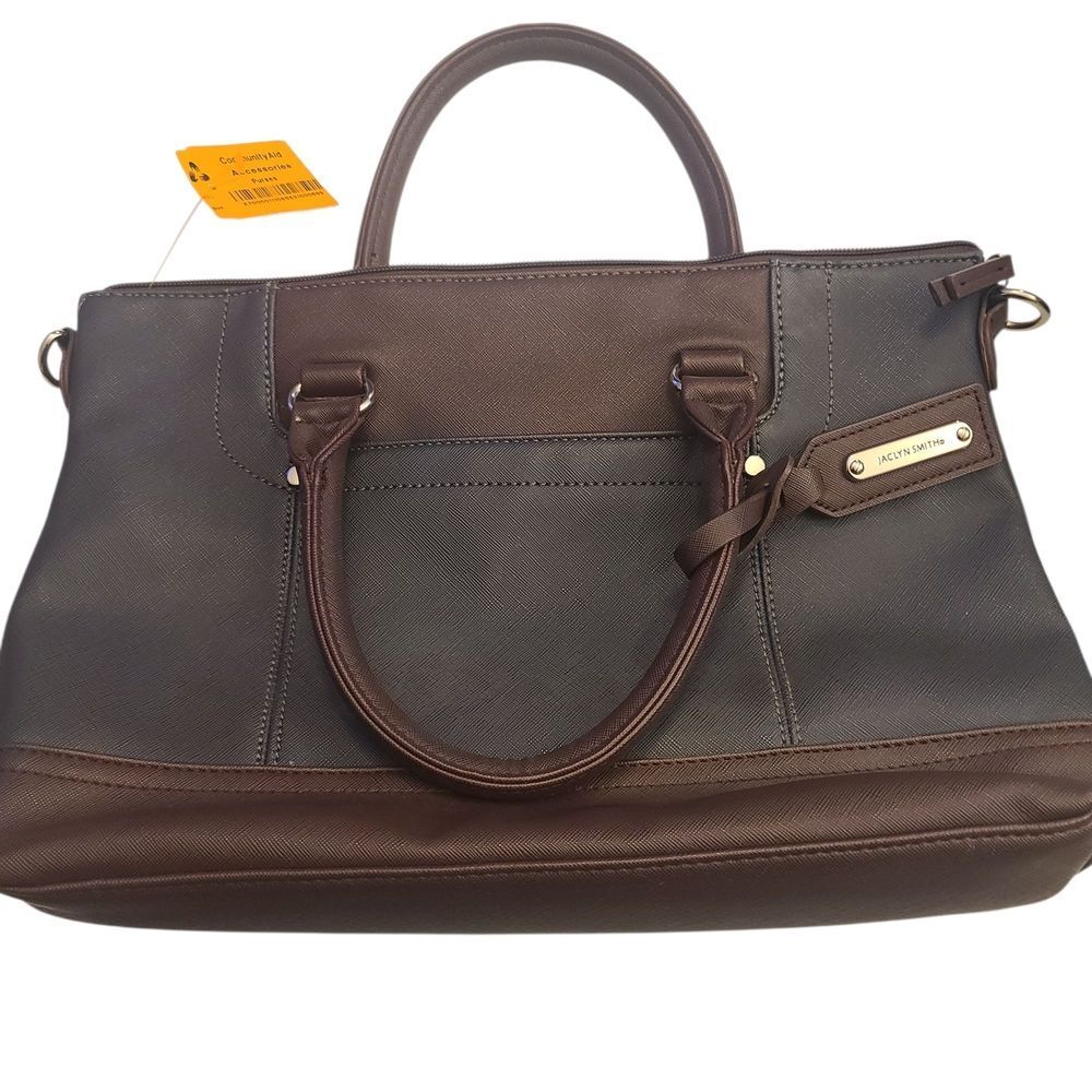 Jaclyn Smith Handbag Black Brown Topstitching‎ 14 × 10